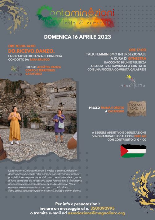 Do.Ricevo.Danzo Lab di danza di comunità Achātes talk femminismo intersezionale Gynestra Trama e Ordito Cataforìo aperitivo Chf Alì  