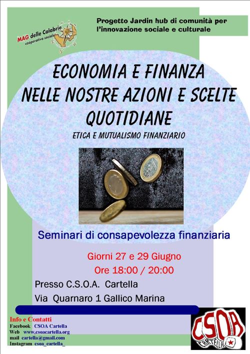 ECONOMIA E FINANZA NELLE NOSTRE AZIONI E SCELTE QUOTIDIANE - ETICA E MUTUALISMO FINANZIARIO