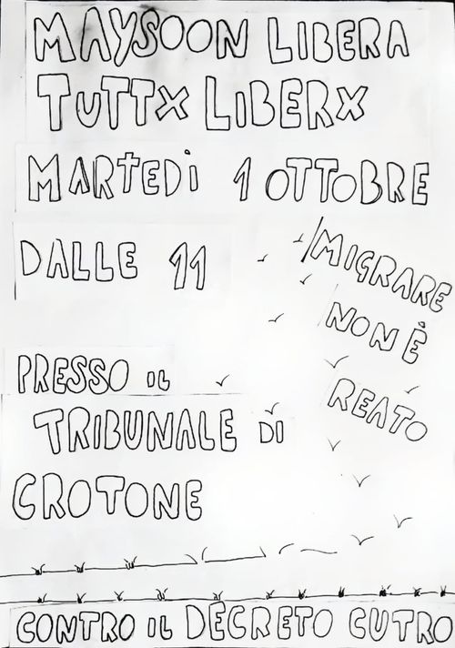 Maysoon libera, tuttx liberx
Martedì 1 ottobre